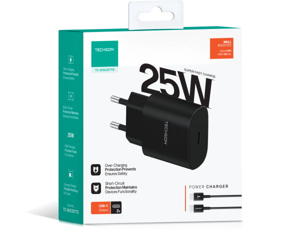 V-30416 PDA 25W TYPE-C SİYAH ŞARJ SETİ 