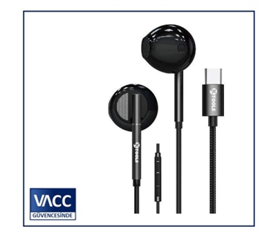 4-KTOOLS PURE TYPE C SIYAH KABLOLU KULAKLIK
