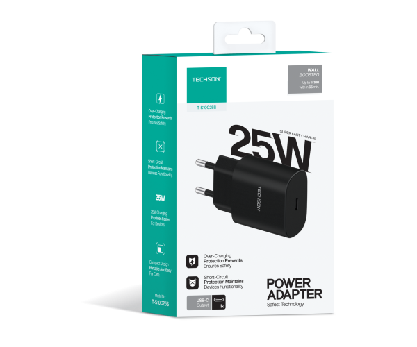 V-03405 SÜPER HIZLI 25W PD SİYAH ADAPTÖR